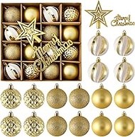 Sensong Christmas Tree Decoration Bauble Set, 18 Pieces 6 cm Christmas Tree Bauble Decoration, Plast