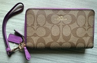 COACH 經典 Monogram 銀包 啡色紫色