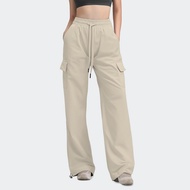 ELGINI ELGINI E16312 Women's Loose-Fit Casual Pants Mid-Rise Drawcord Waist Cargo Pockets S-XXL