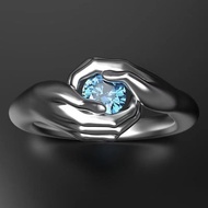 European hand hug sapphire ring with gemstone jewelry