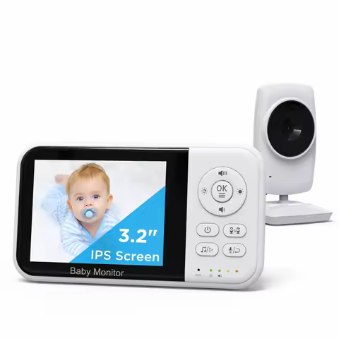 Baby Monitor with Camera and Night Vision 3.2 Inch Screen 2-Way Audio Temperature Sensor 2X Zoom Lul