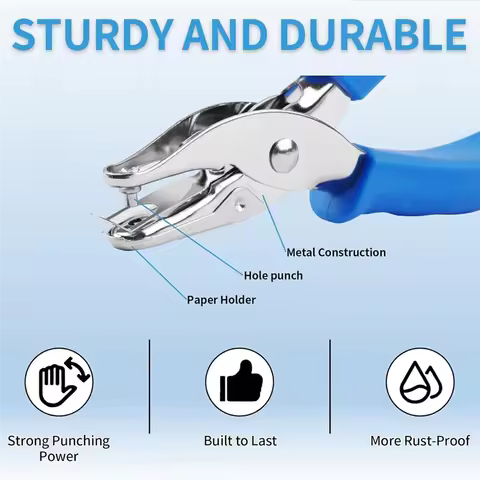 GO-2-Pack 1/4 Inch Single Hole Punch With Soft Grip Handles, Manual Hand Puncher For Crafts,Scrapboo