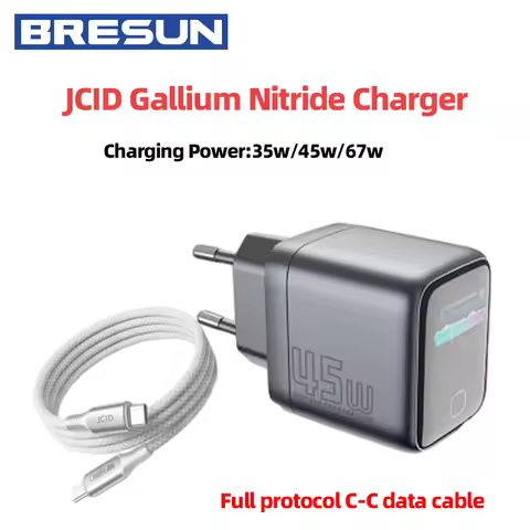 JCID GaN Super Fast Charging: 35W / 45W / 67W (110V/220V Compatible) — Universal Support for All Pro
