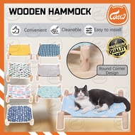 CATTO Elevated Wooden Hammock Cat Sleeping Beds Cots Small Dog Beds Wooden Detachable Katil Tilam Ku
