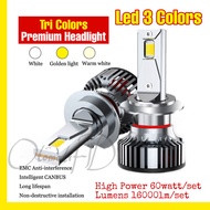 Led 3 Colors Canbus Premium H1 H7 H8 H9 H11 H16 Hb3 Hb4 Hir2 Tri Color