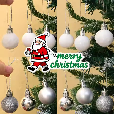 48/24Pcs Christmas Ball Box Set Gold Silver Red White Christmas Tree Ornament Hanging Bauble Party X