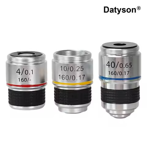 Datyson Microscope Objective Lens Set 4X, 10X, 40X Aluminum Alloy RMS Thread