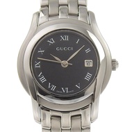 นาฬิกา Gucci 5500L สแตนเลสสตีลควอตซ์มือสอง หน้าปัดสีดำ แสดงผลแบบอนาล็อก สำหรับผู้หญิง