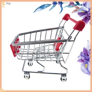 💄 1Mini Silver Pretend Play Cart Kids Role Play Trolley Toy with 4 Wheels