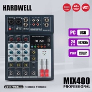 4-channel Audio Mixer HARDWELL MIX400, Bluetooth/USB/MP3 playback, live sound card mixer