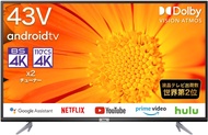 【即日発送】TCL 2021年モデル 43V型 4K液晶テレビ TCL 43P618　 4Kチューナー内蔵 Amazon Prime Video対応 スマートテレビ(Android TV)