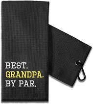 TOUNER Funny Golf Towel Gift for Dad, Retirement Gifts for Men Golfer, Funny Golf Towel for Men, Embroidered Golf Towels for Golf Bags with Clip (Best Grandpa)