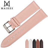 MAIKES 12mm-24mm Fashion Pink Watchbands Women Watch Accessories Leather Watch Strap Thin Watch celet For nd Watch Band