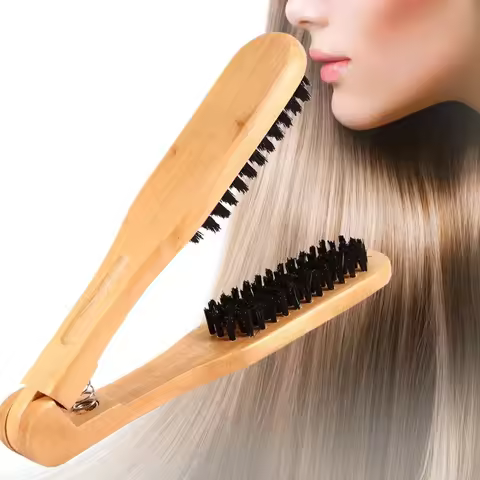 Double Brush Head Hair Comb Professional Hairdressing Tool Wooden Anti-static Straight Hair Comb