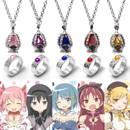 Anime Puella Magi Madoka Magica Necklace Ring Set Kaname Madoka Miki Sayaka Halloween Fashion Man Wo