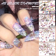 1440 Pieces Ss4 ~ Ss16 Clear Crystal Flat Nails/Ab 3d Gem Glass Nails