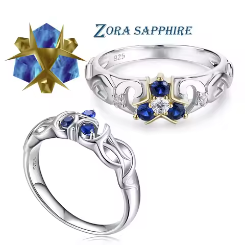 Zelda Tears of the Kingdom Zora Sapphire Sterling 925 Silver Engagement Ring