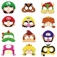 12pcs/set Super Mario Bros Accessories Children's Party Mask Role-playing Luigi Daisy Yoshi Toad Mask Cartoon Mario Game Dress Up Gift