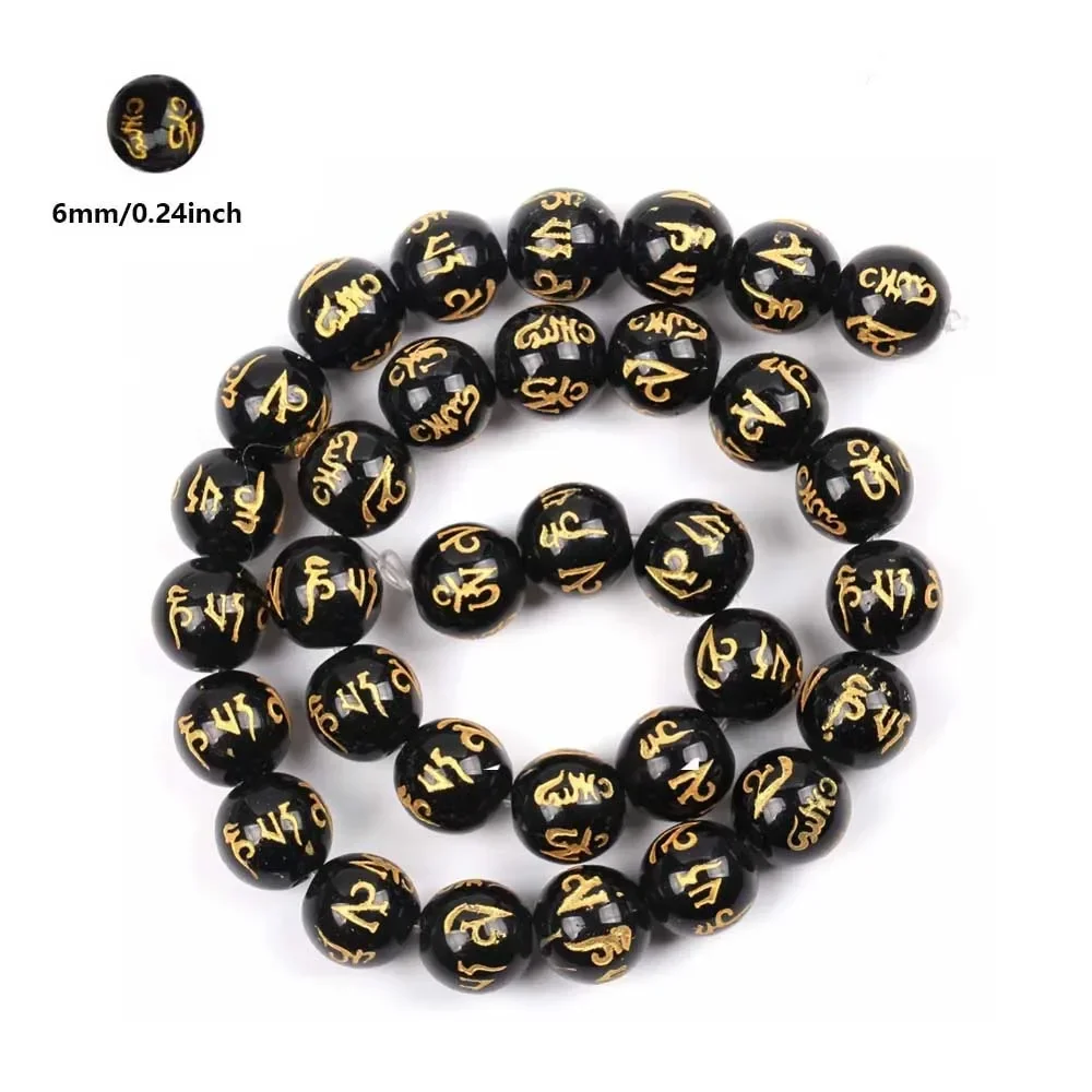 6mm/8mm/10mm/12mm Six Words Mantra Prayer Feng Shui Beads Round Shape Buddha Beads for DIY Bracelet