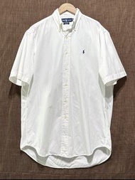 Polo Ralph Lauren 古著寬鬆版短袖襯衫 精梳棉白色襯衫 oversize vintage y2k