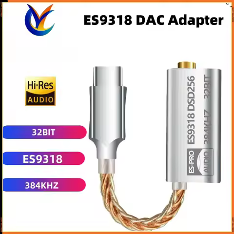 ES9318 Type-C DAC Amp | HiFi USB to 3.5mm Adapter | 32Bit/384kHz DSD256 | 180mW Output | CNC Metal H