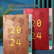 (Logo can be engraved) A5/B6 ultra-thick leather notebook, 2024 business schedule, student daily planner, planner, record book, notepad
