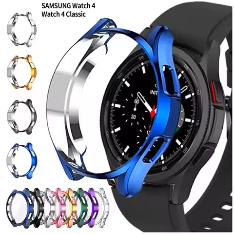 Case for samsung Galaxy watch 4 classic 46mm 42mm TPU Plated all-around Anti-fall Screen protector c