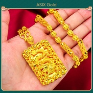 ASIX GOLD สร้อยคอชุบทอง 24K สร้อยคอผู้ชาย สร้อยคอจี้มังกร สร้อยคอยาวพิเศษ 23 นิ้ว น้ําหนัก 115g สีไม