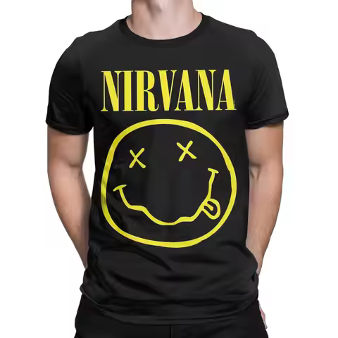 Nirvana Music Rock T Shirt Men Pure Cotton Funny T-Shirt Crew Neck Tee Shirt Short Sleeve Clothes 4X