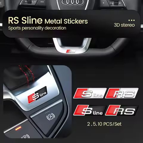 3D Aluminum SLINE RS Badge Car Steering Wheel Sticker Auto Emblem Decoration Accessories for Audi A3