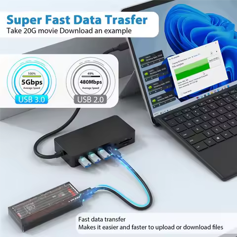 Well Made-For Surface Pro7/8/9/X/11 Docking Station Multifunctional High-Speed Hub 12 In 1 Surface P