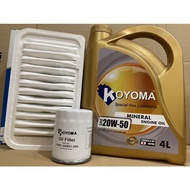 PERODUA KEMBARA DVVT OIL FILTER + AIR FILTER + KOYOMA 20W50 MINERAL ENGINE OIL