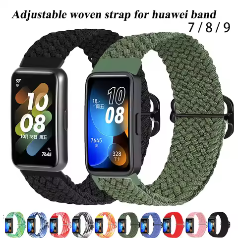 Nylon Strap for Huawei Band 7 8 9 Accessories Adjustable Loop Wristband Elastic Nylon Bracelet Corre