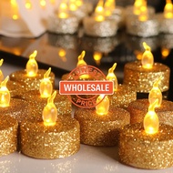 [Wholesale] Glitter Gold Silver Powder LED Candles Lights / Romantic Flameless Electronic Tealight Candles Decorative / Battery Operated Smokeless LED Tea Light / Christmas Decor