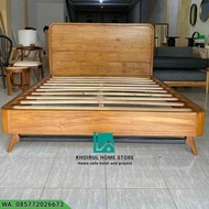 dipan retro minimalis kayu jati, dipan tempat tidur modern