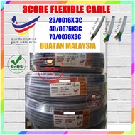 250/440V 3 Core Flexible Cable (100% Pure Copper) 3core wire grey made in malaysia S0NLINE