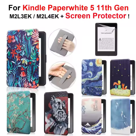 Case for Kindle Paperwhite 11th Generation 6.8 Inch 2021 + Screen Protector Hand Strap Funda Ebook A
