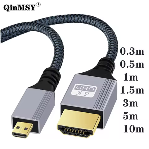 Micro HDMI-compatible to HDTV Cable 4K For GoPro Hero Raspberry Pi 4 Sony A6000 Nikon Yoga 3 Camera 