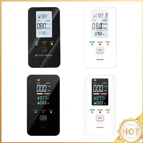 4-in-1 Gas & Carbon Monoxide Detector Plug in with LED Color Display UL CE Certified for Home Kitche