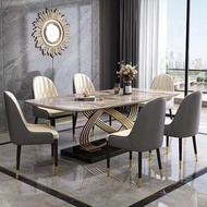 Light luxury marble dining table Italian rock plate dining table and chair combination modern simple rectangular small household dining table