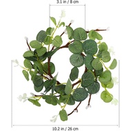 Tofficu Candle Rings: 2cs Artificial EucalyptuLeaves Wreaths Candle Rings Easter Wreath Candle Rings