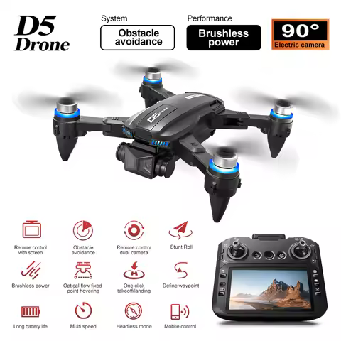 D5 Remote Control Drone 4.5 inch Screen WIFI FPV 480P Dual Camera 360° Stunt Roll Obstacle Avoidance
