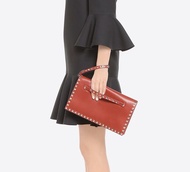 Valentino Garavani Bag- 100% Authentic Rockstud Clutch Medium Red Not Gucci, Not Louis Vuitton