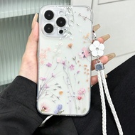 ชาร์มโทรศัพท์ลายดอกอัปเปิ้ล 1 ชิ้น เคสโทรศัพท์มีรูเจาะความละเอียดสูง พ่นสีเงา ป้องกันการตก พร้อมสายร