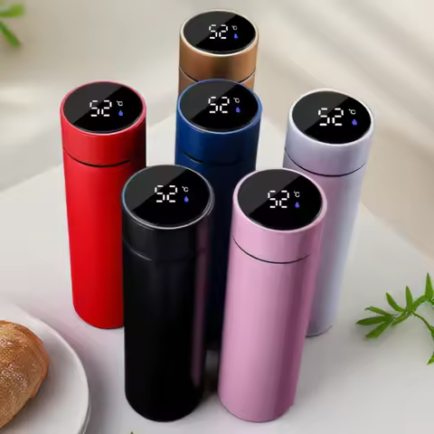 500ml Stainless Steel Thermos Bottle with Digital Temperature Display LED Intelligent Temperature Me