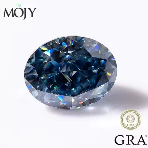 MOJY ViVid Blue Color Loose Moissanite Stone Oval Cut 0.3~8.0ct Gemstones for Diamond Ring with GRA 