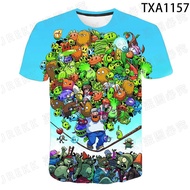 Summer Hot Game Plants vs Zombies PVZ kids 3d Print Tshirt Casual Short Sleeve girl Tops Casual O-ne