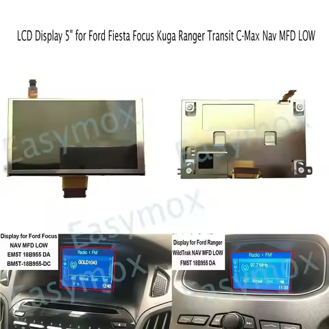 5" LCD Display for Ford Fiesta Focus Kuga Ranger Transit C-Max Nav MFD GK2T E1BT BM5T EM5T F1BT 18B9