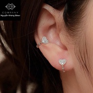 6-7mm, 1 heart-shaped silver earring, hoop earring