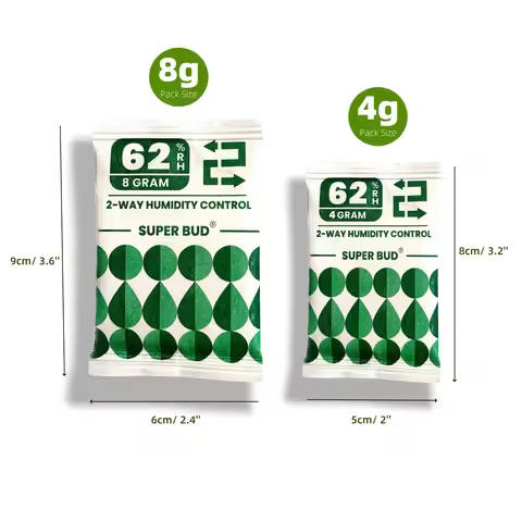 Wholesale 2-Way Humidity Control Packs Size 8g, 62% RH for Up to 1 oz Flower Buds, Herbs Moisture Ba